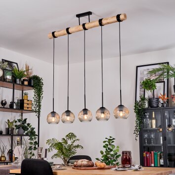 Ripoll Hängeleuchte Glas 15 cm Naturfarben, Schwarz, 5-flammig