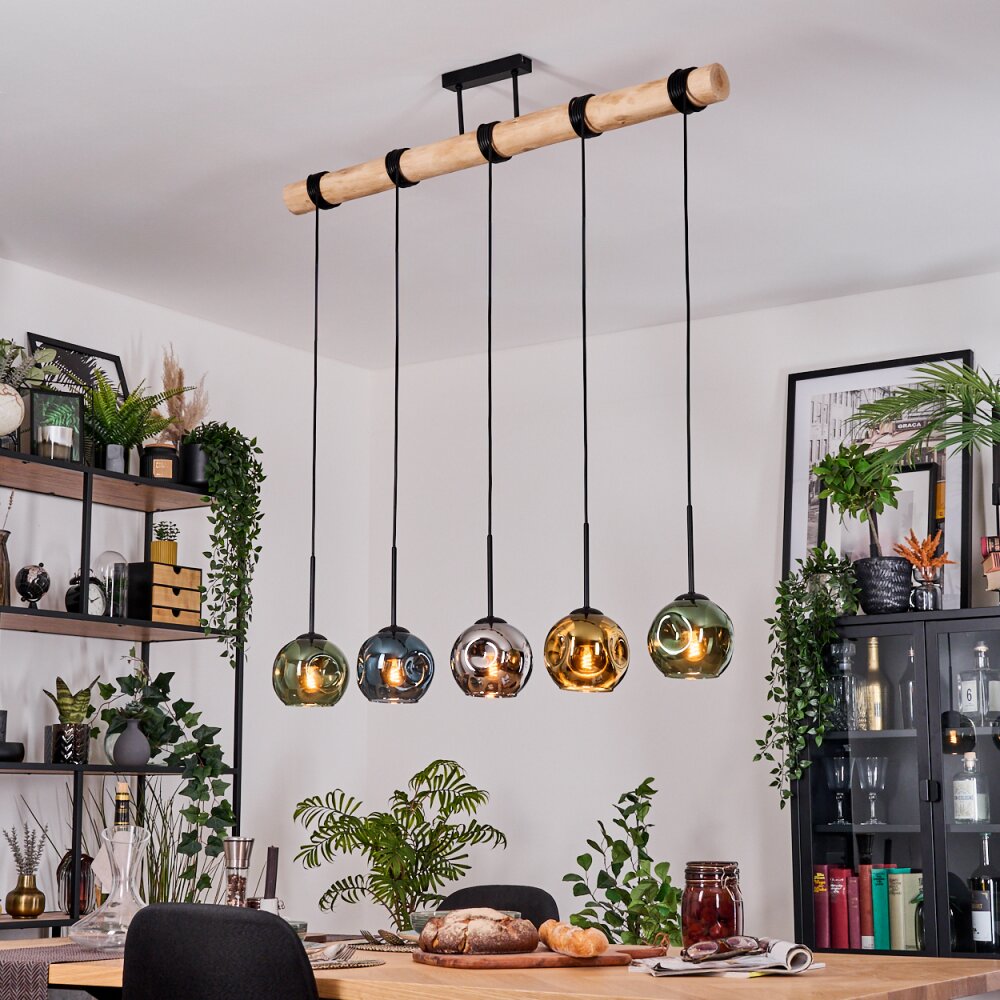 Ripoll Hängeleuchte Glas 15 cm Naturfarben, Schwarz, 5-flammig main product photo