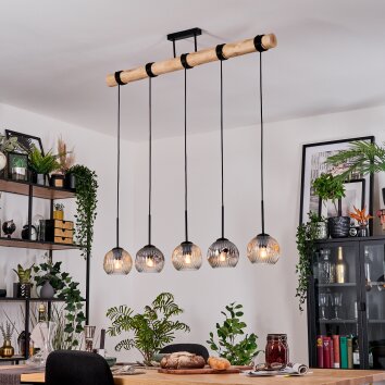 Ripoll Hängeleuchte Glas 15 cm Naturfarben, Schwarz, 5-flammig