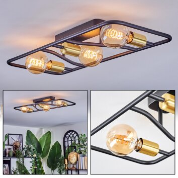 Moral Deckenleuchte Messing, Schwarz, 3-flammig Moral Deckenleuchte Messing, Schwarz, 3-flammig