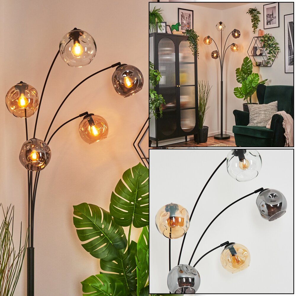 Ripoll Stehleuchte Glas 15 cm Bernsteinfarben, Klar, Rauchfarben, 5-flammig main product photo