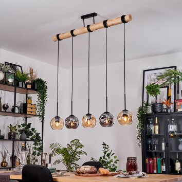 Ripoll Hängeleuchte Glas 15 cm Naturfarben, Schwarz, 5-flammig