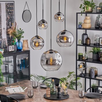 Ripoll Hängeleuchte Glas 15 cm, 20 cm, 25 cm, 30 cm Chrom, Klar, Rauchfarben, 5-flammig