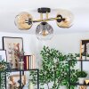 Ripoll Deckenleuchte Glas 15 cm Gold, Schwarz, 3-flammig