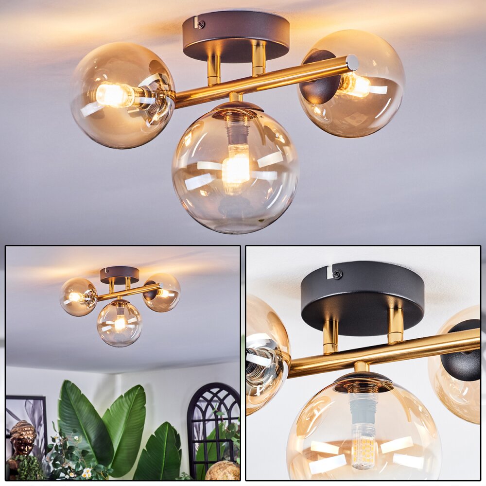 Chehalis Deckenleuchte Glas 10 cm, 12 cm Gold, Schwarz, 3-flammig main product photo