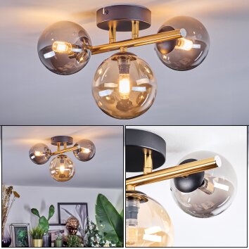 Chehalis Deckenleuchte Glas 10 cm, 12 cm Gold, Schwarz, 3-flammig