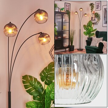 Ripoll Stehleuchte Glas 15 cm Klar, Rauchfarben, 3-flammig