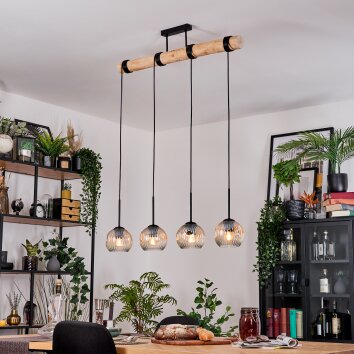 Koyoto Hängeleuchte Glas 15 cm Naturfarben, Schwarz, 4-flammig