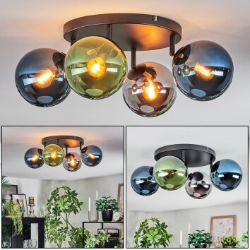 Gastor Deckenleuchte Glas 15 cm Blau, Chrom, Grün, Rauchfarben, 4-flammig