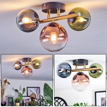 Chehalis Deckenleuchte Glas 10 cm, 12 cm Gold, Schwarz, 3-flammig