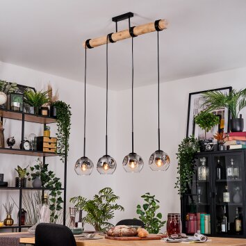 Ripoll Hängeleuchte Glas 15 cm Naturfarben, Schwarz, 4-flammig