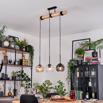 Koyoto Hängeleuchte Glas 15 cm Naturfarben, Schwarz, 3-flammig