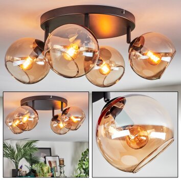 Koyoto Deckenleuchte Glas 15 cm Bernsteinfarben, 4-flammig