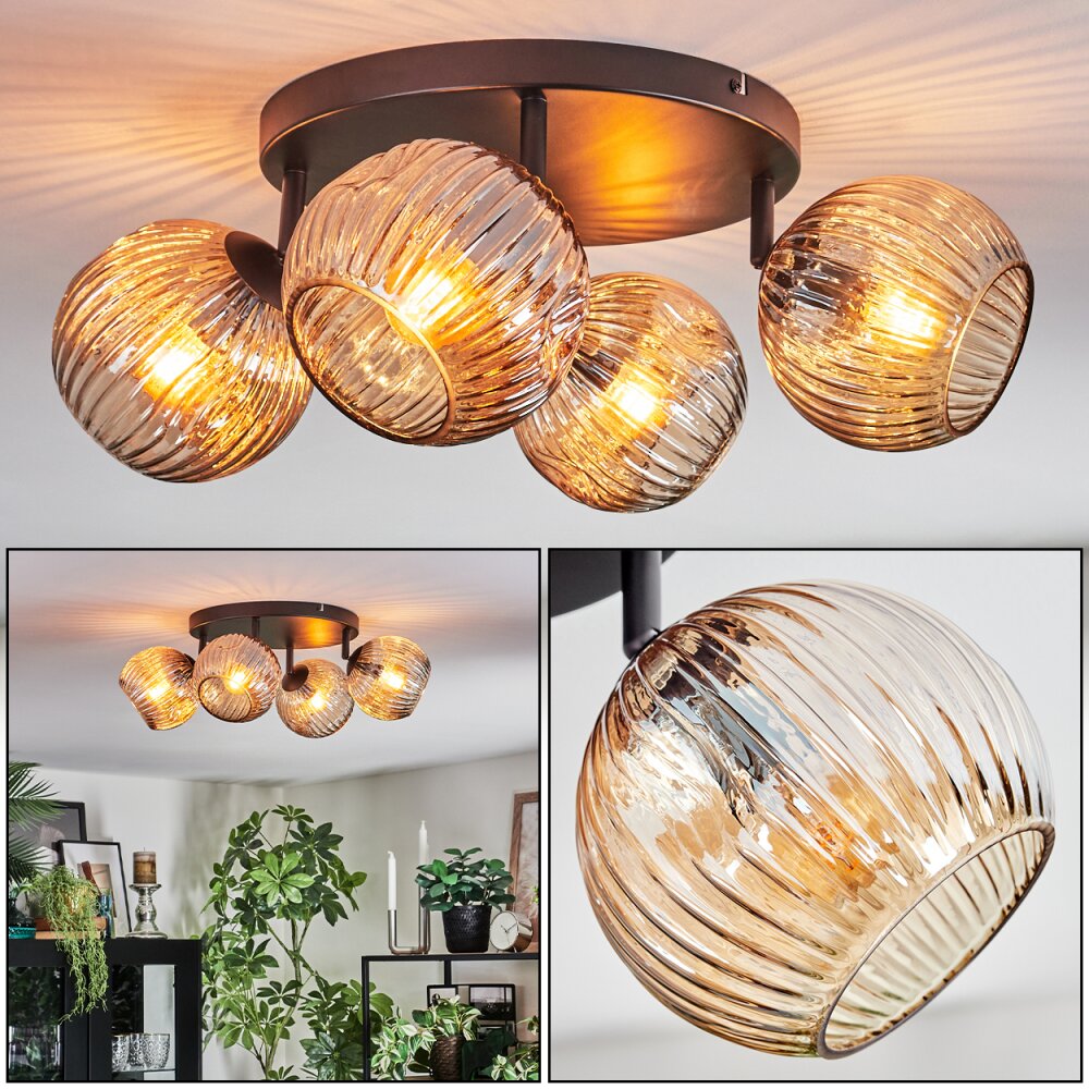 Ripoll Deckenleuchte Glas 15 cm Bernsteinfarben, 4-flammig main product photo