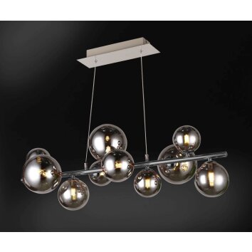 WOFI VILLA Pendelleuchte Chrom, Schwarz, 10-flammig