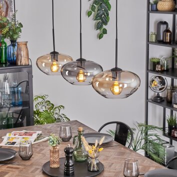 Mertola Hängeleuchte Glas 25 cm Schwarz, 3-flammig