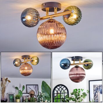 Chehalis Deckenleuchte Glas 10 cm, 15 cm Gold, Schwarz, 3-flammig