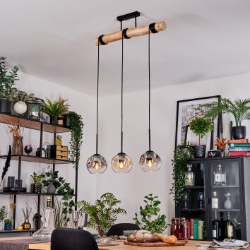 Ripoll Hängeleuchte Glas 15 cm Naturfarben, Schwarz, 3-flammig