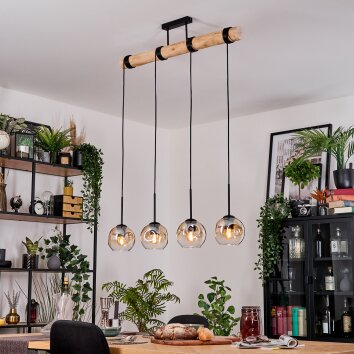 Ripoll Hängeleuchte Glas 15 cm Naturfarben, Schwarz, 4-flammig