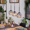 Ripoll Hängeleuchte Glas 15 cm Naturfarben, Schwarz, 3-flammig