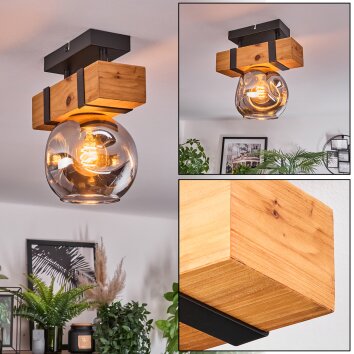 Sernadelo Deckenleuchte Glas 15 cm Naturfarben, Schwarz, 1-flammig