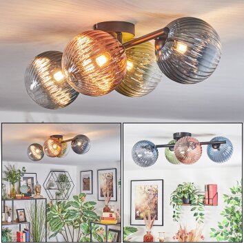 Chehalis Deckenleuchte Glas 15 cm Blau, Grün, Klar, Kupferfarben, 4-flammig