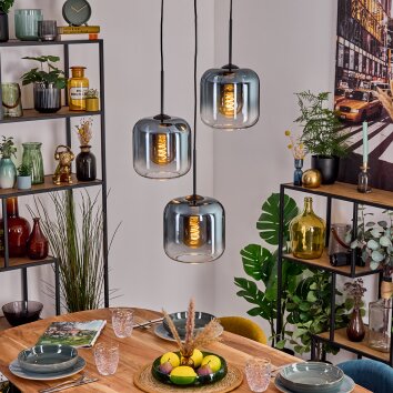 Lauden Hängeleuchte Glas 20 cm Blau, Klar, 3-flammig