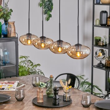 Mertola Hängeleuchte Glas 20 cm Bernsteinfarben, 4-flammig