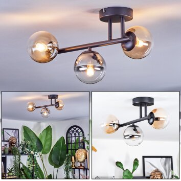 Chehalis Deckenleuchte Glas 10 cm Bernsteinfarben, Klar, Rauchfarben, 3-flammig