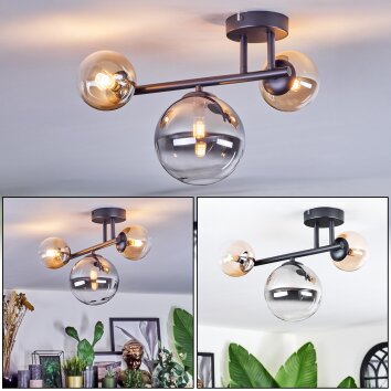 Chehalis Deckenleuchte Glas 10 cm, 15 cm Bernsteinfarben, Klar, Rauchfarben, 3-flammig