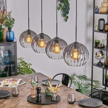 Koyoto Hängeleuchte Glas 25 cm Klar, Rauchfarben, 4-flammig