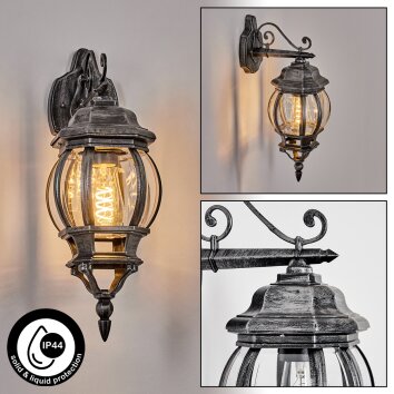 Lentua Außenwandleuchte Schwarz, Silber, 1-flammig