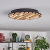 Vorlix Deckenleuchte LED Holzoptik, Schwarz, 1-flammig