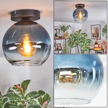 Koyoto Deckenleuchte Glas 20 cm Blau, Klar, 1-flammig