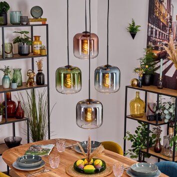 Lauden Hängeleuchte Glas 20 cm Blau, Grün, Klar, Kupferfarben, Rauchfarben, 4-flammig