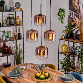 Lauden Hängeleuchte Glas 20 cm Klar, Kupferfarben, 4-flammig