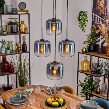 Lauden Hängeleuchte Glas 20 cm Blau, Klar, 4-flammig