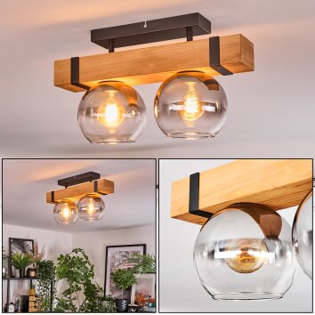 Sernadelo Deckenleuchte Glas 15 cm Naturfarben, Schwarz, 2-flammig