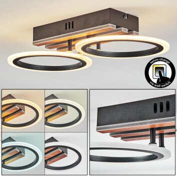 Galen Deckenleuchte LED Holzoptik, Schwarz, 1-flammig