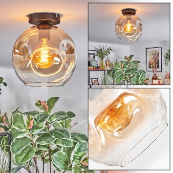 Ripoll Deckenleuchte Glas 25 cm Bernsteinfarben, Klar, 1-flammig