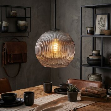 Koyoto Hängeleuchte Glas 25 cm Klar, Rauchfarben, 1-flammig