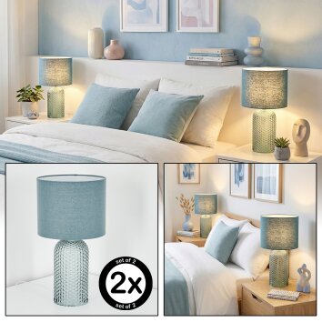 Fonil Tischleuchte 2-er Set Blau, 1-flammig