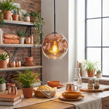 Ripoll Hängeleuchte Glas 20 cm Klar, Kupferfarben, 1-flammig