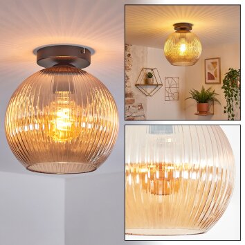 Koyoto Deckenleuchte Glas 25 cm Bernsteinfarben, 1-flammig