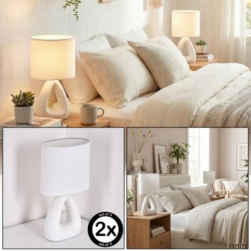 Garin Tischleuchte 2-er Set Weiß, 1-flammig