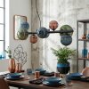 Chehalis Pendelleuchte Glas 10 cm, 12 cm, 15 cm Blau, Grün, Kupferfarben, 8-flammig