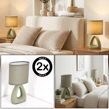 Garin Tischleuchte 2-er Set Grün, 1-flammig