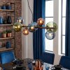 Chehalis Pendelleuchte Glas 10 cm, 12 cm, 15 cm Blau, Grün, Kupferfarben, 8-flammig