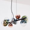 Chehalis Pendelleuchte Glas 10 cm, 12 cm, 15 cm Blau, Grün, Klar, Kupferfarben, 8-flammig