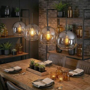 Koyoto Hängeleuchte Glas 25 cm Bernsteinfarben, Klar, Rauchfarben, 4-flammig